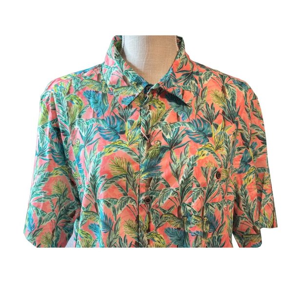 Havana Jim Other - Caribbean Hawaiian Men Tropical Shirt Coral Parrot Palm Trees Button Casual NEW